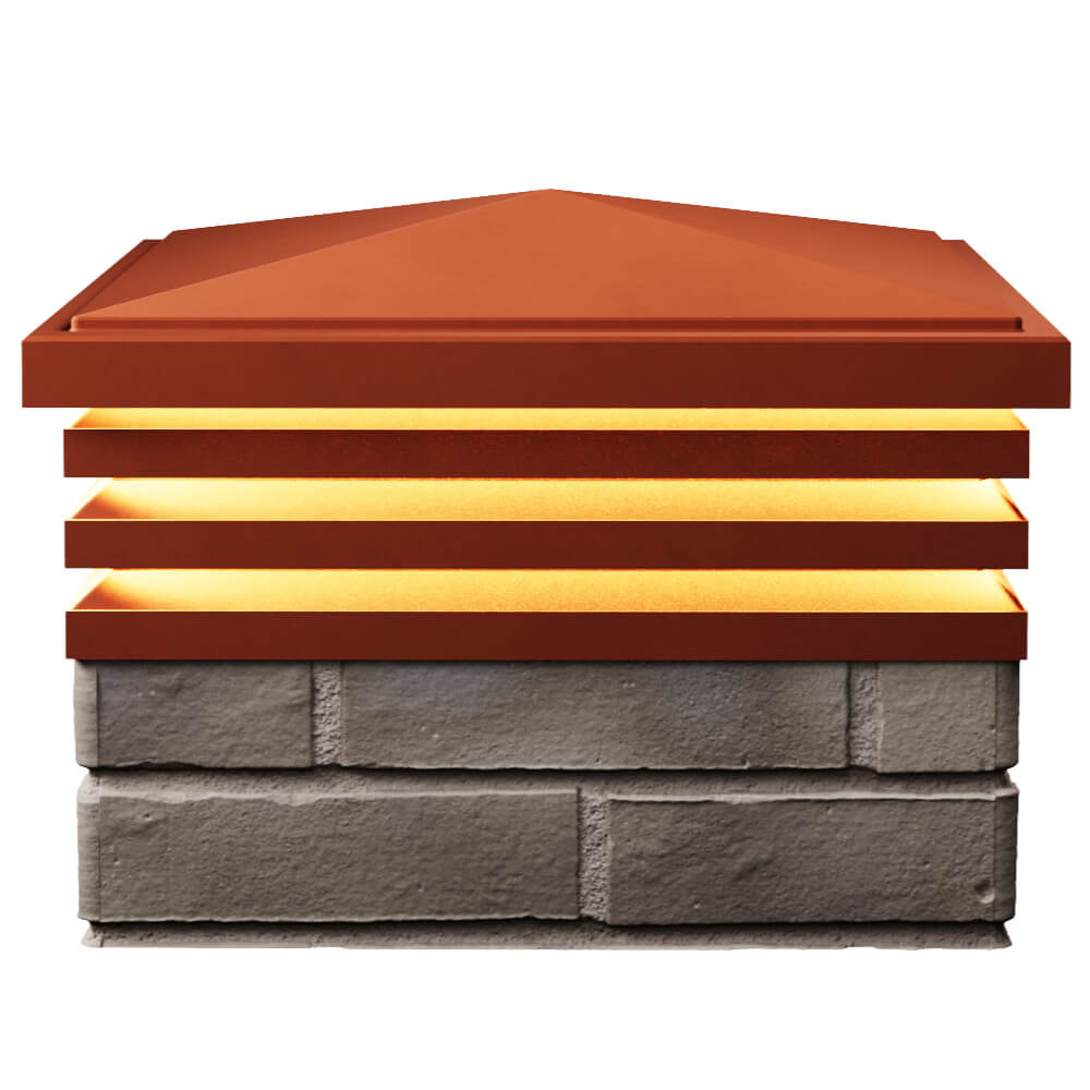 Колпак Zking Бона ХайТек Красный на столб 1.5х1.5 кирпича (385х385мм) с подсветкой в Назрани фото