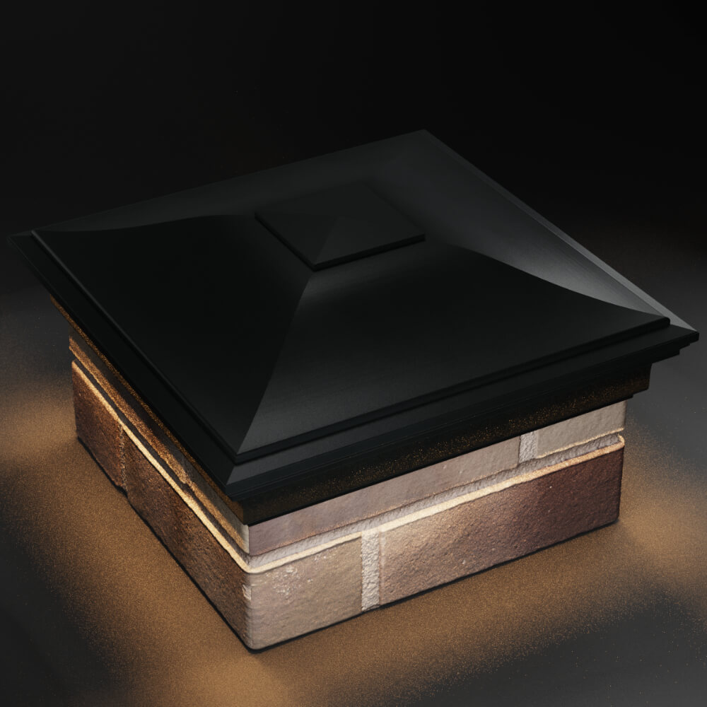 Колпак Zking Монблан Черный на столб 1.5х1.5 кирпича (385х385мм) с подсветкой в Назрани фото