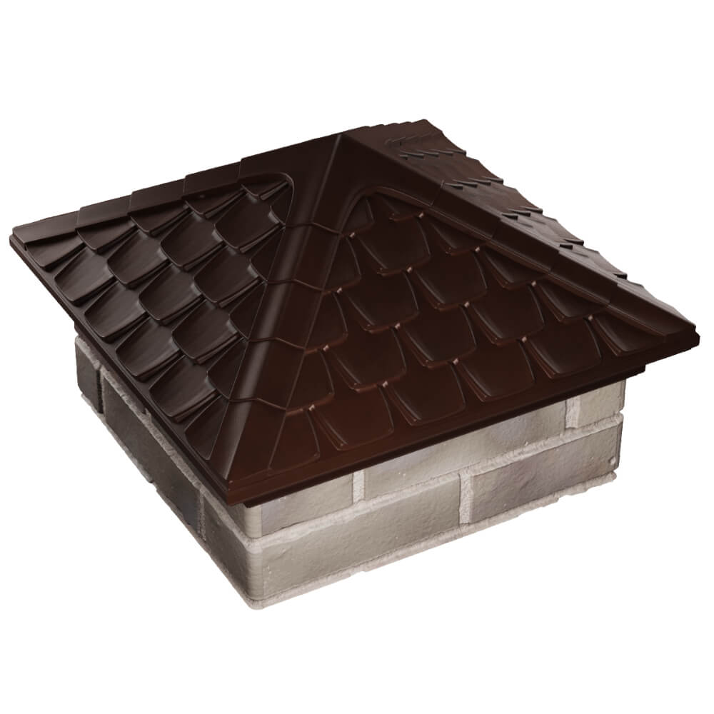 Колпак Zking Эльбрус Коричневый на столб 1.5х1.5 кирпича (385х385мм) в Назрани фото