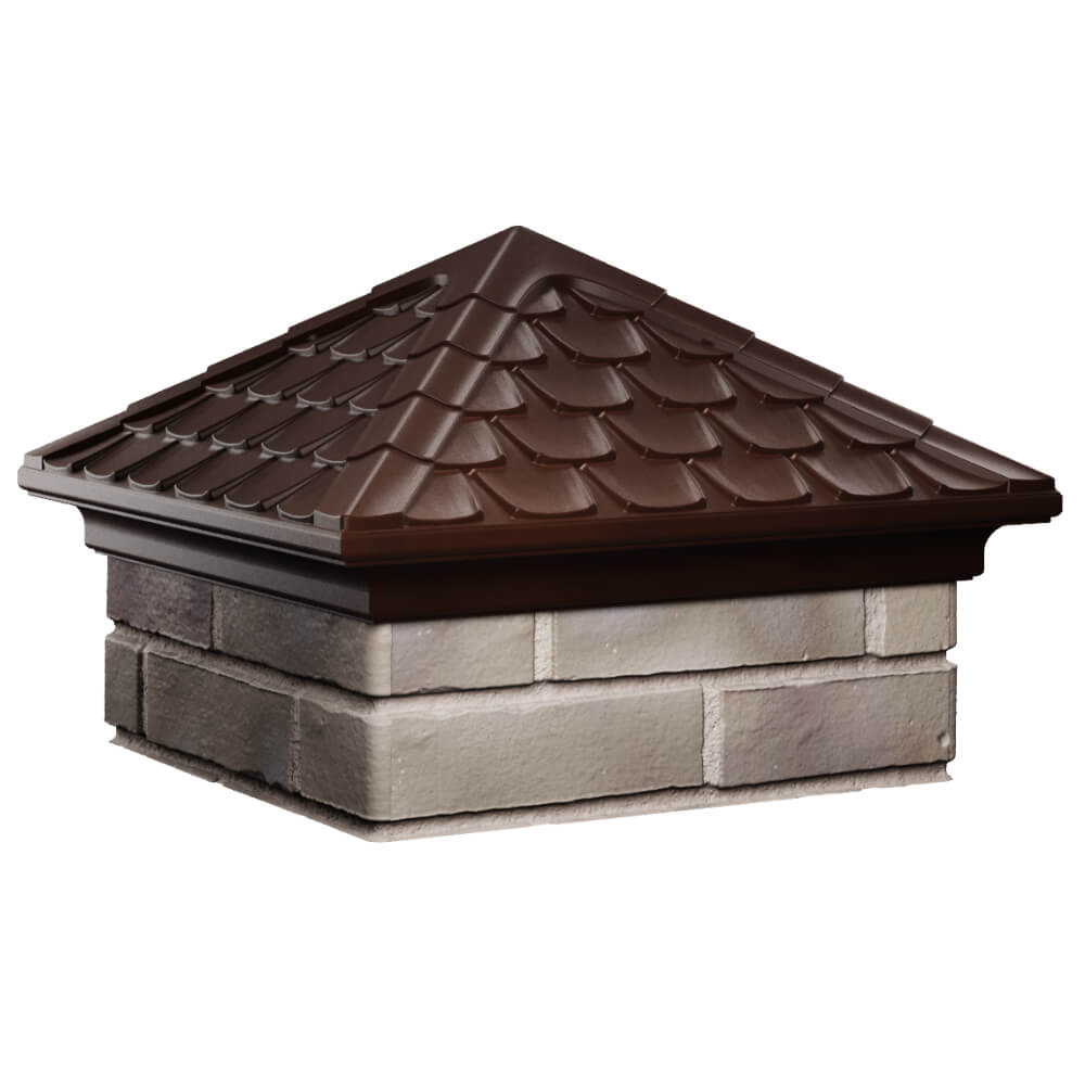 Колпак Zking Эльбрус Коричневый на столб 1.5х1.5 кирпича (385х385мм) в Назрани фото