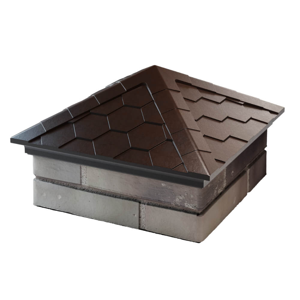 Колпак Zking Эверест Коричневый на столб 1.5х1.5 кирпича (390х390мм) в Назрани фото
