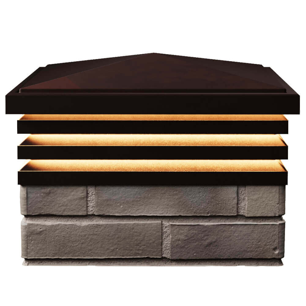 Колпак Zking Бона ХайТек Коричневый на столб 1.5х1.5 кирпича (385х385мм) с подсветкой в Назрани фото